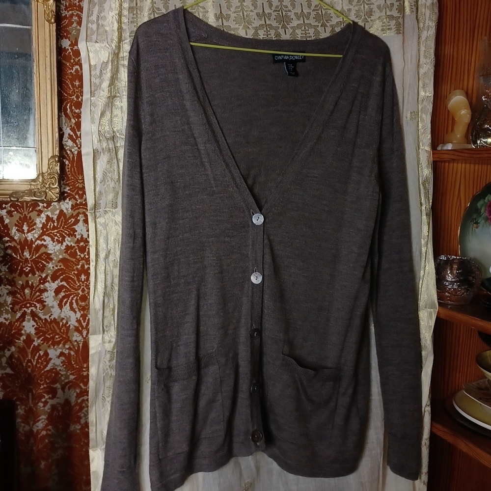 Cynthia Rowley Merino wool cardigan sweater medium